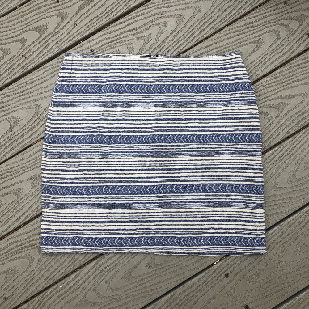 Gap Patterned Striped Cotton Chambray Mini Skirt 4 - image 1